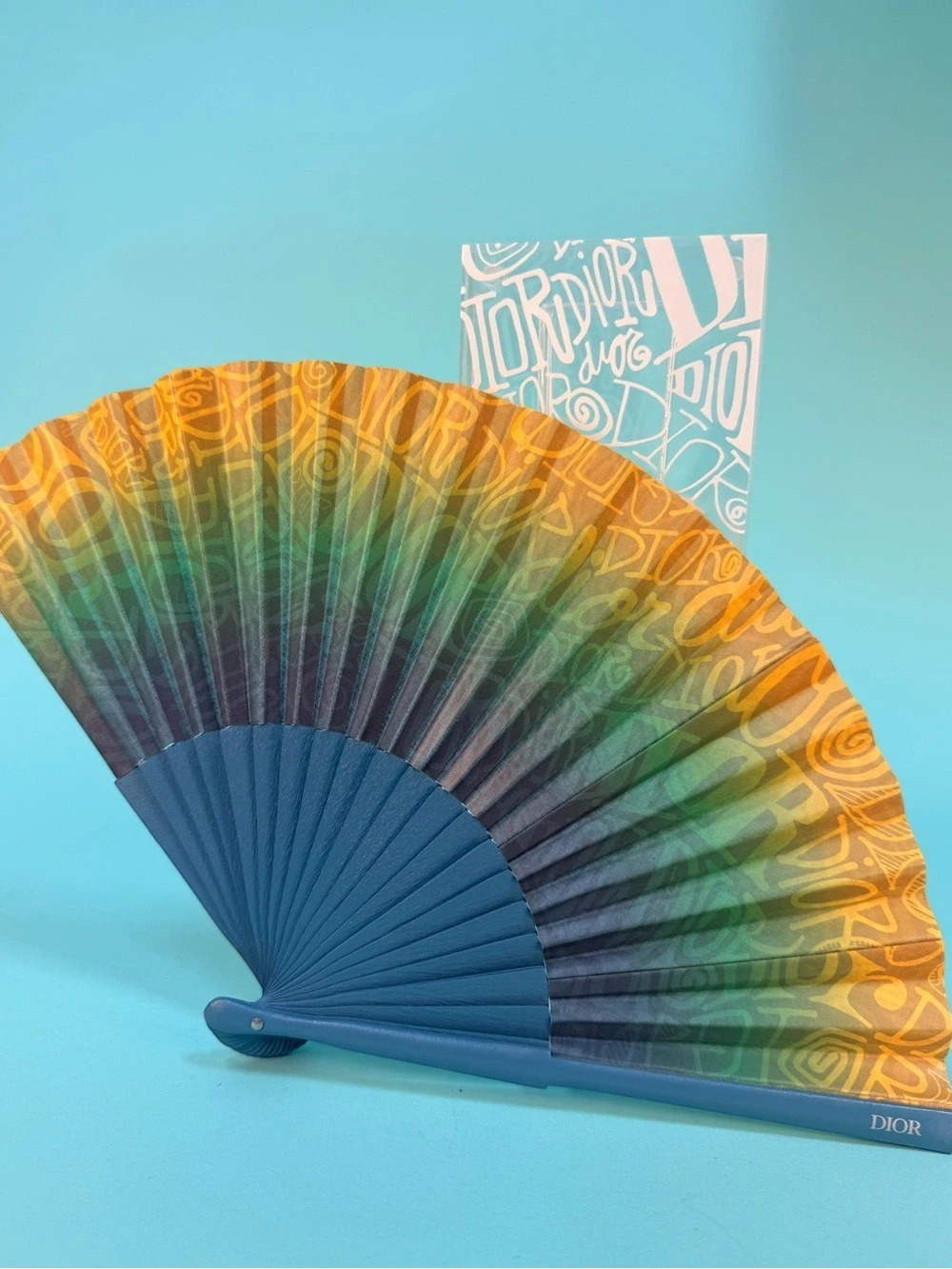 Dior Stussy Folding Fan Blue & Orange